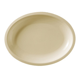 Plastic Platter Microwavable Oval Shape Cream "Round" 25,5x19 cm (600 Units)