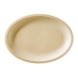 Plastic Platter Microwavable Oval Shape Cream "Round" 31,5x22 cm (25 Units) 