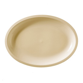 Plastic Platter Microwavable Oval Shape Cream "Round" 31,5x22 cm (300 Units)