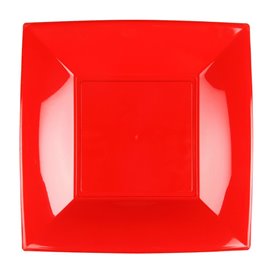 Plastic Plate Flat Red "Nice" PP 18 cm (25 Units) 