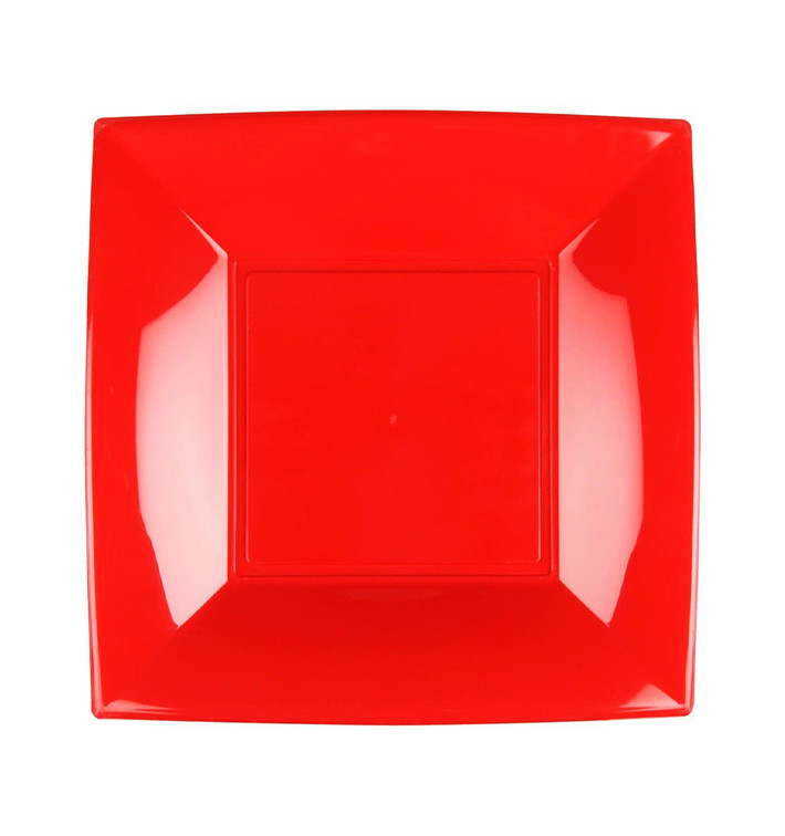 Plastic Plate Flat Red "Nice" PP 18 cm (300 Units) Plastic Plate Flat Red "Nice" PP 18 cm (300 Units)
