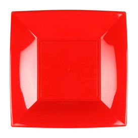 Plastic Plate Flat Red "Nice" PP 23 cm (300 Units)