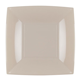 Plastic Plate Flat Beige "Nice" PP 18 cm (25 Units) 