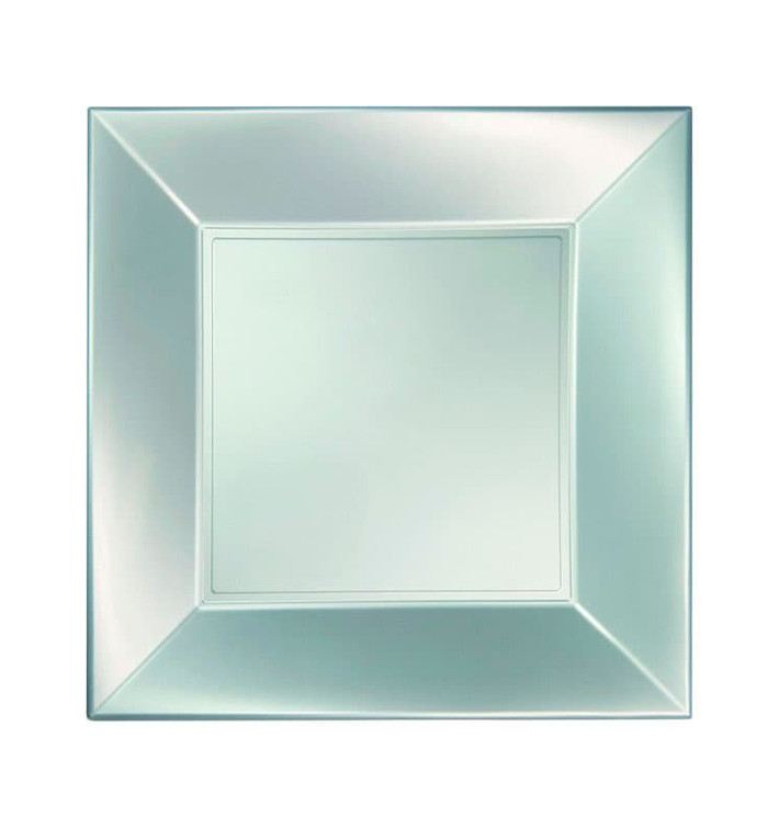 Plastic Plate Flat Silver "Nice" Pearl PP 18 cm (25 Units) Plastic Plate Flat Silver "Nice" Pearl PP 18 cm (25 Units)
