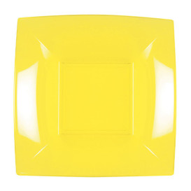 Plastic Plate Flat Yellow "Nice" PP 18 cm (25 Units) 