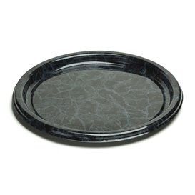 Plastic Tray Round Shape Marble 30 cm (5 Units) 