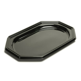 Plastic Tray Octogonal Shape Black 36x24 cm (50 Uds)