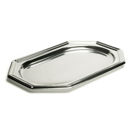 Plastic Tray Octogonal Shape Silver 36x24 cm (5 Units) 