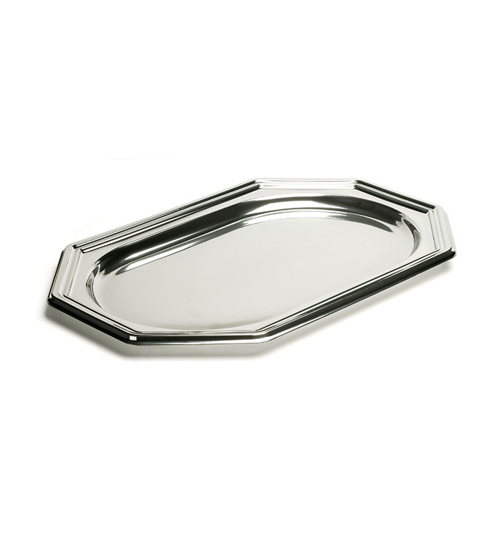 Plastic Platter Octogonal Shape Silver 55X38 cm (5 Units) 