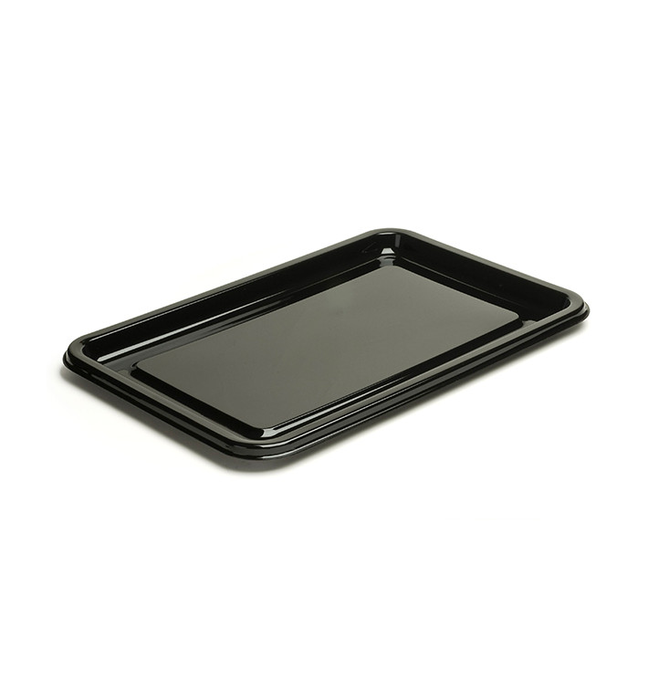 Plastic Tray Rectangular Shape Black 35X24 cm (50 Uds)