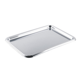 Plastic Tray Rectangular Shape Silver 35X24 cm (5 Units) 