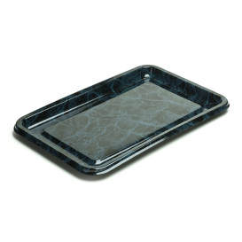 Plastic Platter Rectangular Shape Marble 46X30 cm (50 Units)