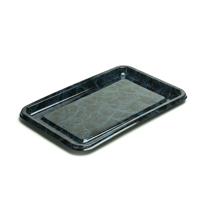 Plastic Platter Rectangular Shape Marble 46X30 cm (50 Units)