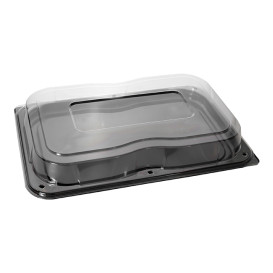 Plastic Tray with Lid Black 46x30 cm (25 Units) 