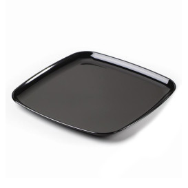 Plastic Tray Square Shape Hard Black 27x27 cm (25 Uds)