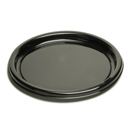 Plastic Plate Round Shape Black 26 cm (25 Units)