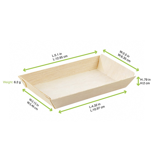 Wooden Tray 13x6,5x2cm 125ml (25 Units) 