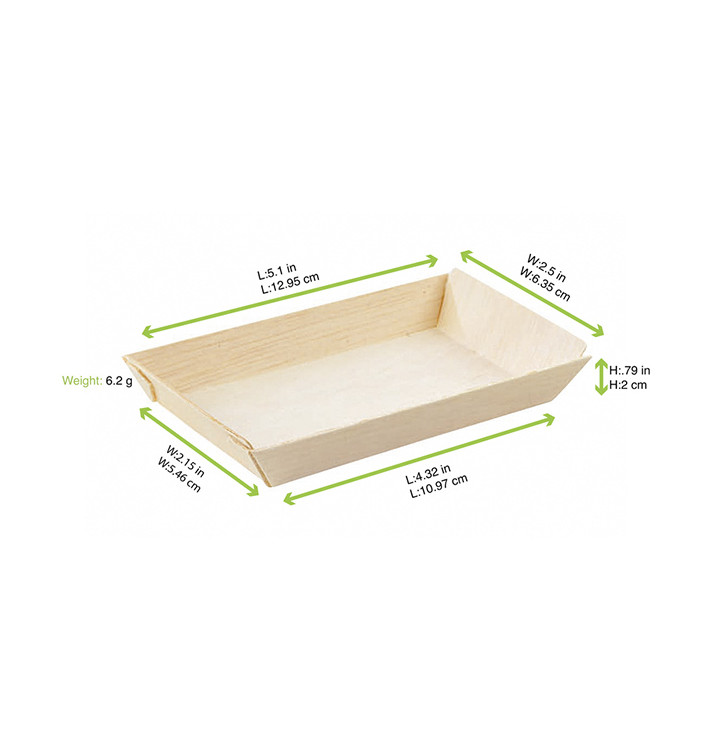 Wooden Tray 13x6,5x2cm 125ml (25 Units) Wooden Tray 13x6,5x2cm 125ml (25 Units)