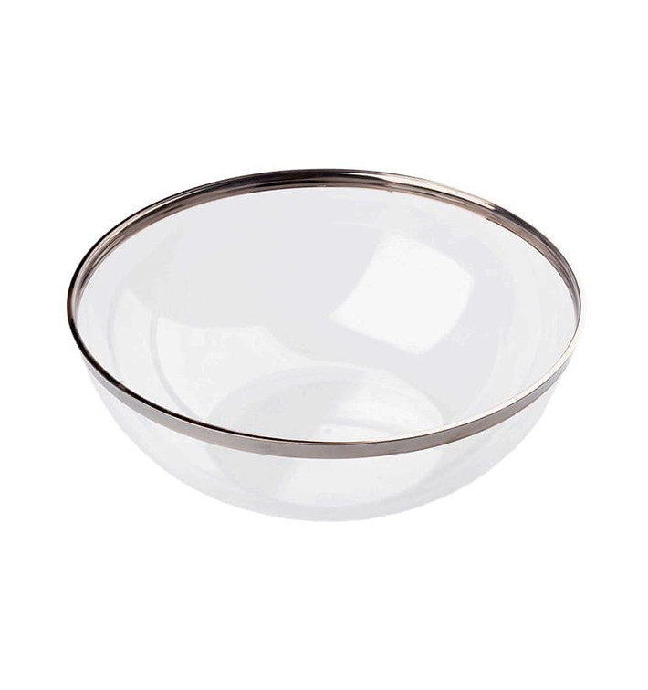 Plastic Bowl with Rim PS Crystal Hard Silver 3500ml Ø27cm (4 Units) Plastic Bowl with Rim PS Crystal Hard Silver 3500ml Ø27cm (4 Units)