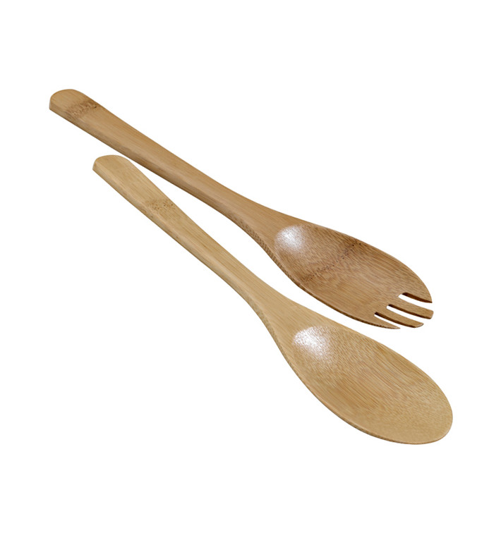 Bamboo Salad Spoon and Fork 25cm (50 Units) Bamboo Salad Spoon and Fork 25cm (50 Units)