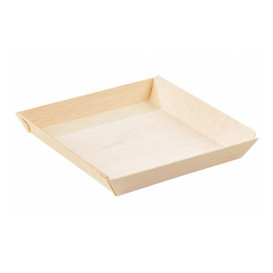 Wooden Plate Square Shape 17x17x3,6cm 800ml (25 Units)