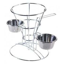 Display Basket Containers Steel 2 Cups Ø10,8x15,2cm (12 Units)