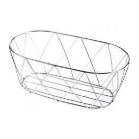 Basket Containers Steel Oval Shape Silver 25,5x12,7x10,2cm (12 Units)