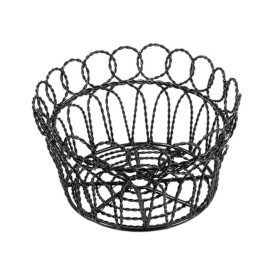 Basket Containers Steel Round Shape Black Ø19x10cm (1 Unit) 