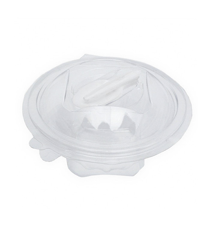 Plastic Salad Bowl APET Round shape with Spoon 250ml Ø12cm (360 Units) Plastic Salad Bowl APET Round shape with Spoon 250ml Ø12cm (360 Units)