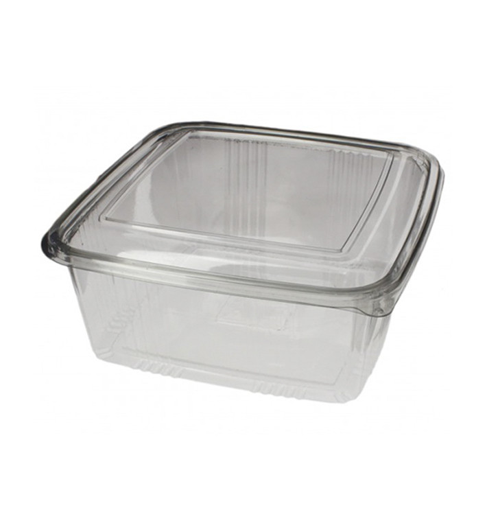 Plastic Hinged Deli Container PET Square shape 2000ml (50 Units) Plastic Hinged Deli Container PET Square shape 2000ml (50 Units)