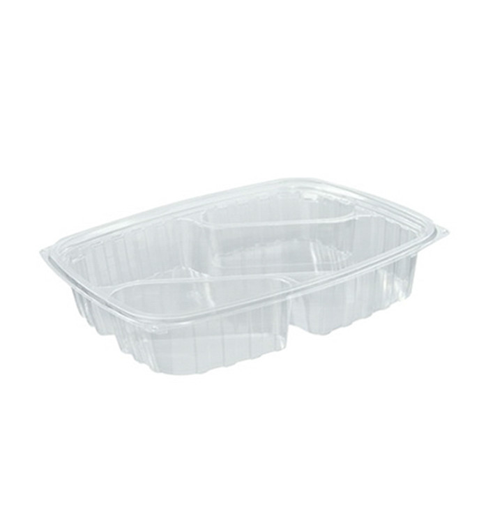 Tamper Tek 48 oz Rectangle Clear Plastic Container - with Hinged Lid,  Tamper-Evident - 8 1/4 x 7 1/2 x 2 3/4 - 100 count box