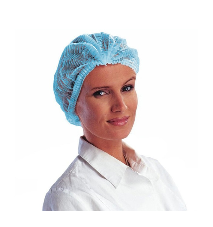 Disposable Bouffant Cap Accordion PP Blue 2 Gums Ø53cm (100 Units) Disposable Bouffant Cap Accordion PP Blue 2 Gums Ø53cm (100 Units)