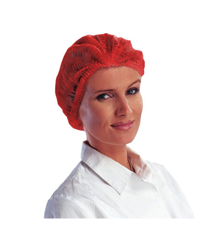 Disposable Bouffant Cap Accordion PP Red 2 Gums Ø53cm (100 Units) Disposable Bouffant Cap Accordion PP Red 2 Gums Ø53cm (100 Units)