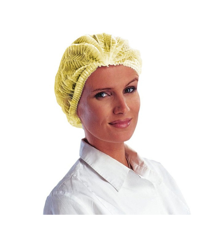 Disposable Bouffant Cap Accordion PP Yellow 2 Gums Ø53cm (100 Units) Disposable Bouffant Cap Accordion PP Yellow 2 Gums Ø53cm (100 Units)