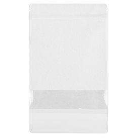 Paper Doypack White with self closing and Window 16+8x26cm (50 Units)