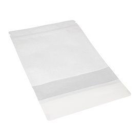 Paper Doypack White with self closing and Window 16+8x26cm (1000 Units)