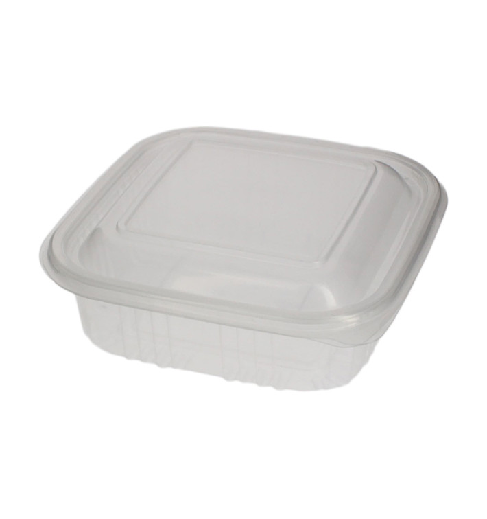 Plastic PP Hinged Lid Containers Black Rectangular Plastic Lunch