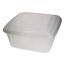 Plastic Hinged Deli Container Microwavable PP Square Shape 2000ml (200 Units)
