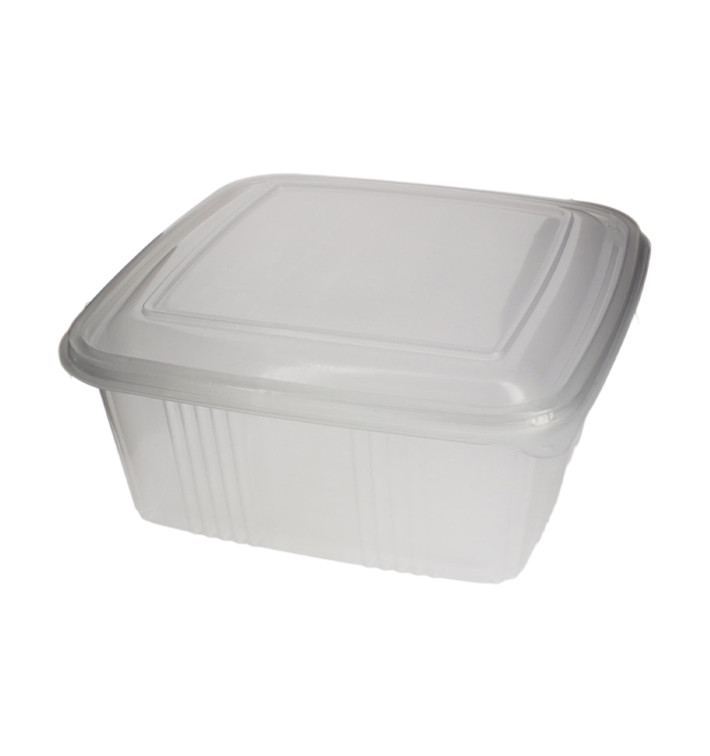Plastic Hinged Deli Container Microwavable PP Square Shape 2000ml (200 Units) Plastic Hinged Deli Container Microwavable PP Square Shape 2000ml (200 Units)