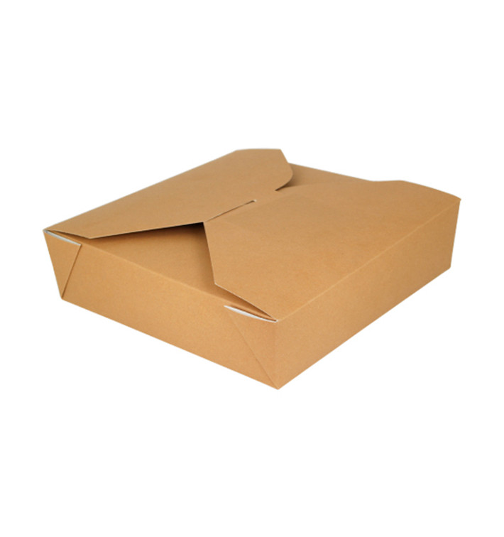 Paper Take-out Container "American" Natural 21,7x21,7x6cm 2910ml (35 Units) Paper Take-out Container "American" Natural 21,7x21,7x6cm 2910ml (35 Units)