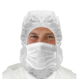 Disposable Surgeon Hood with Mask 3 Layers White (100 Units)