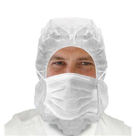 Disposable Surgeon Hood with Mask 3 Layers White (500 Units)