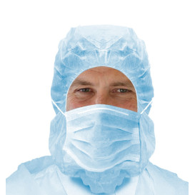 Disposable Surgeon Hood with Mask 3 Layers Blue (500 Units)