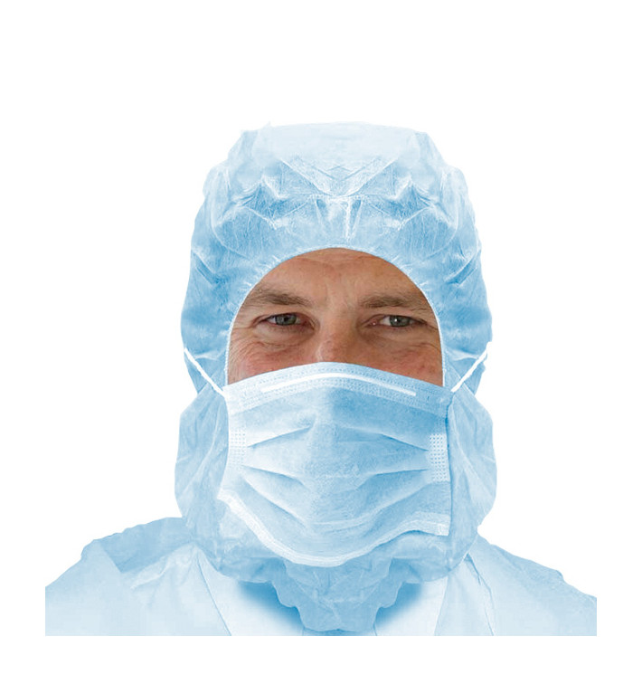 Disposable Surgeon Hood with Mask 3 Layers Blue (500 Units)