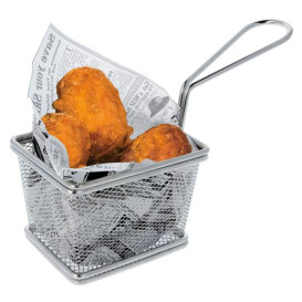 Serving Mini Fryer Container Steel 10x9x6cm (6 Units)