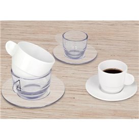 Reusable Plastic Plate SAN for Cup “Espresso” Transparent 80ml (6 Units)