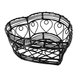 Serving Basket Containers Steel Heart Shape Black 18x18x9cm (6 Units)