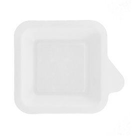 Sugarcane Plate with Handle White 11x11 cm (1000 Units)