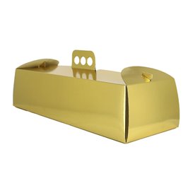 Paper Cake Box Metallized Gold Rectangular Shape Swisse Roll 16x44x10,5cm (100 Units)