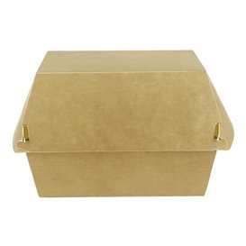 Paperboard Burger Box Kraft Mega Double Closing 15,5x15,5x10cm (200 Units)